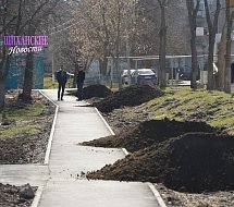 В Шиханах начался ямочный ремонт и благоустройство пешеходных дорожек
